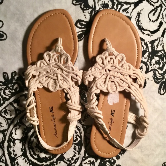 American Eagle Outfitters Shoes - New Crocheted Cream Colored American Eagle Sandals